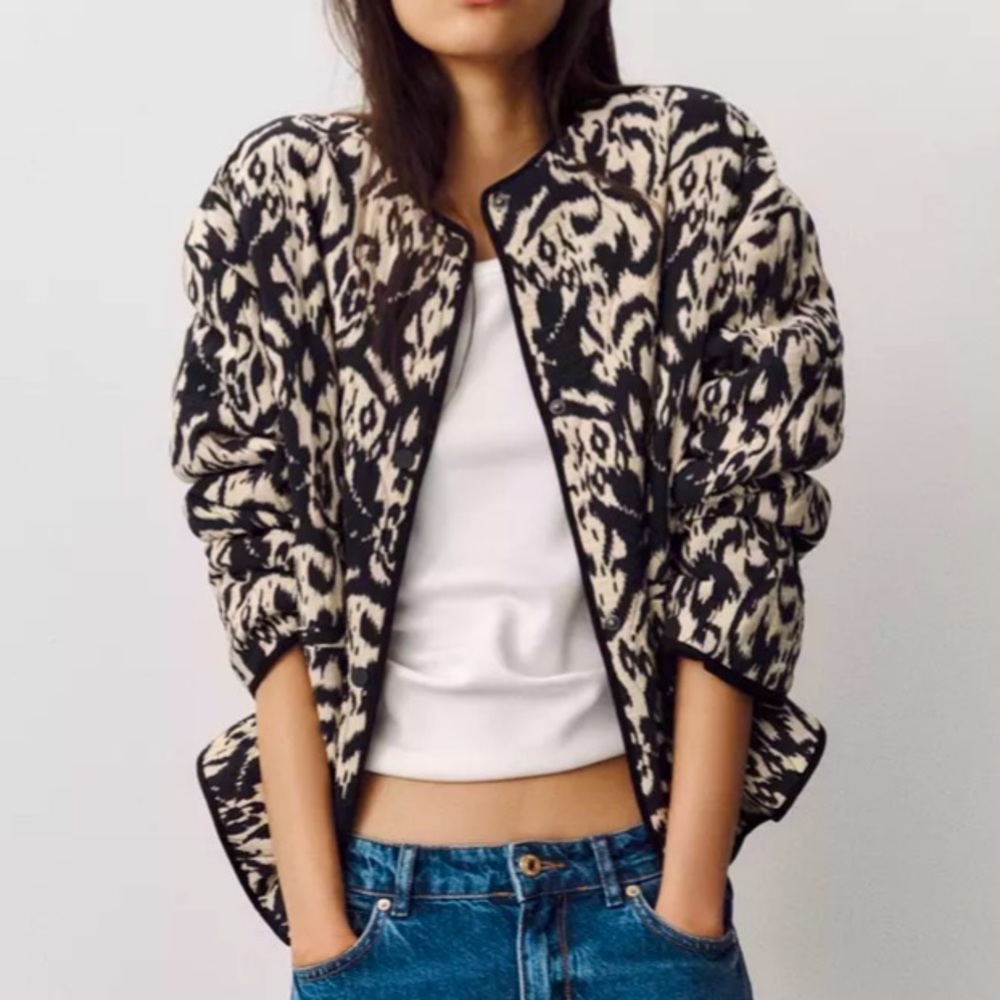Zara Print Quilted Puffer Jacket